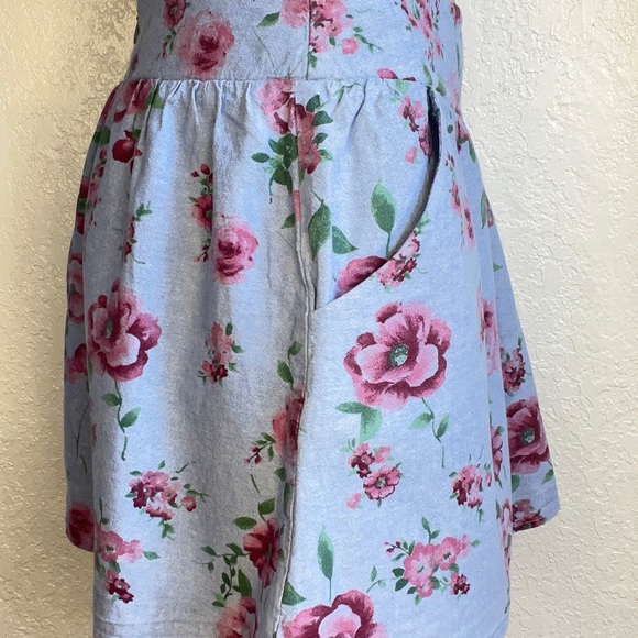 Lush Women's Skater Skirt Floral Blue Pink (M) - Picture 7 of 13